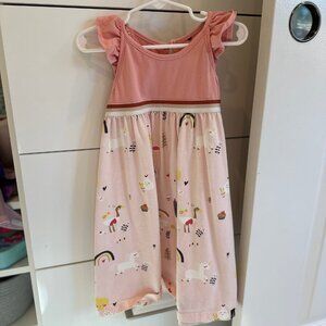 Deux par Deux Organic Cotton Printed Dress Rose Tan Size 5